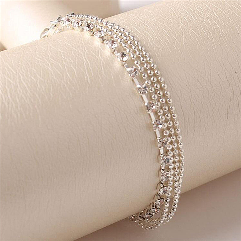 Ladies Crystal Beads Multilayer Chain Fashion Ankle Bracelet