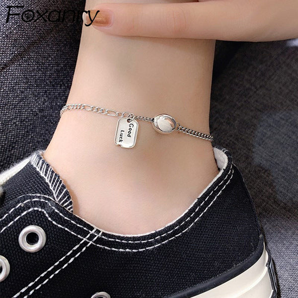 Tobillera con sello 925 de moda punk hip hop