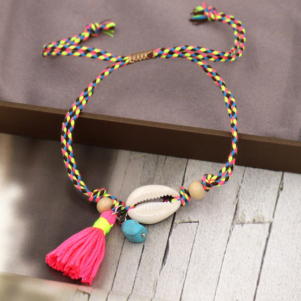 Tobilleras de concha, joyería bohemia hecha a mano para mujer