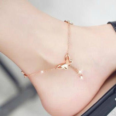 Adjustable Long Butterfly Crystal Ladies Anklet Gift