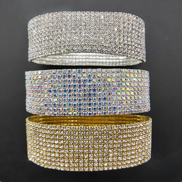 Tobilleras de 10 filas con cristales de imitación bañadas en plata y color dorado