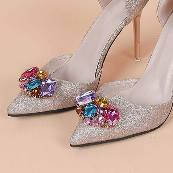 2 hebillas de diamantes de imitación para zapatos con clip desmontable