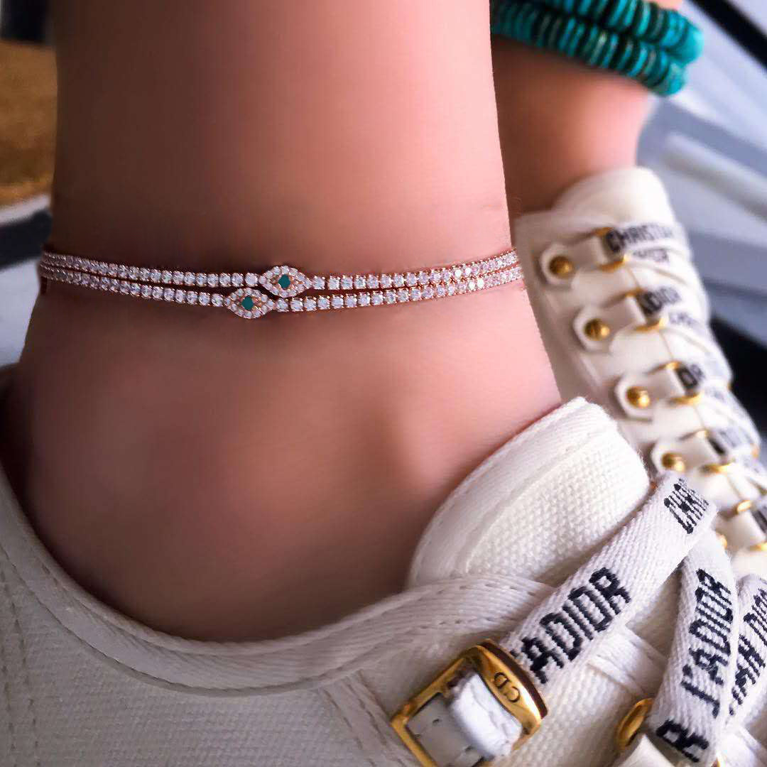 Bohemia Crystal Anklets Bracelets Set