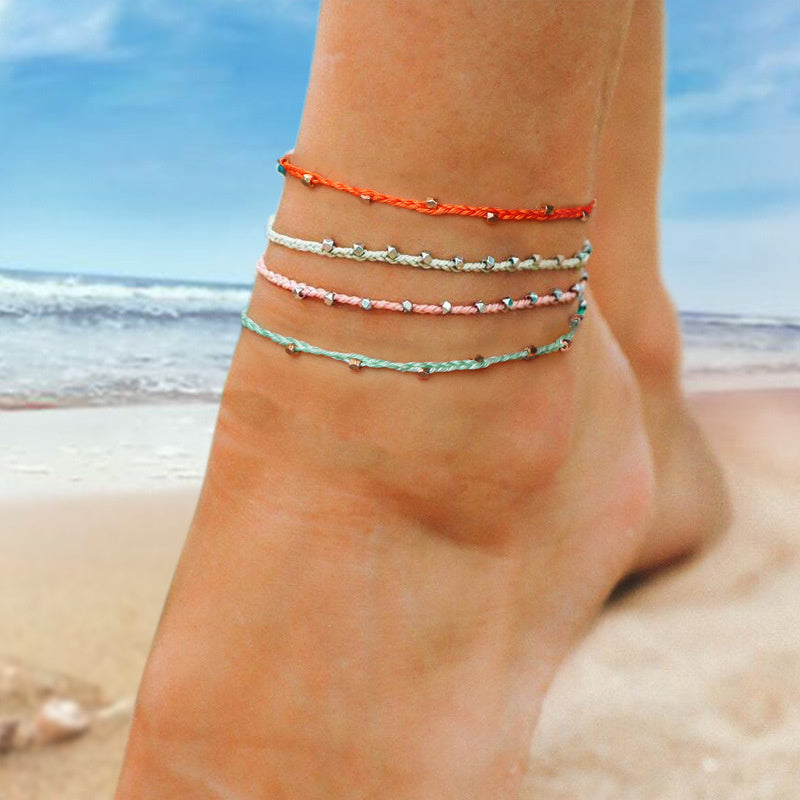 Fashion Handmade Colorful Braided Macrame Rope Anklet For Women