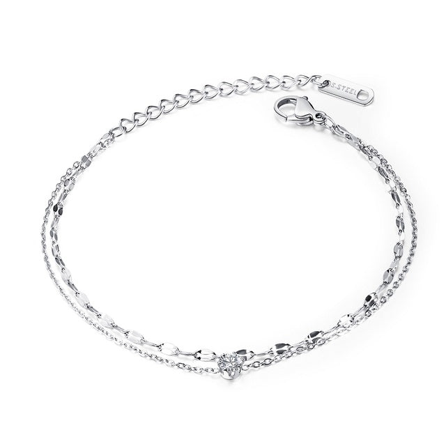 Simple Zircon Multi-layered Anklet