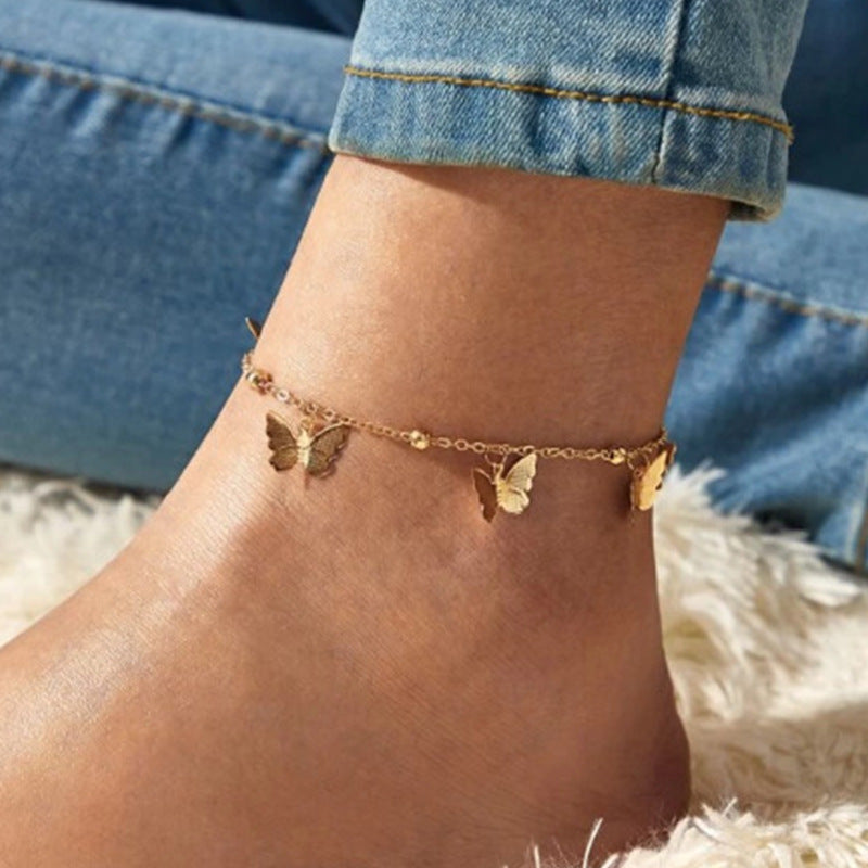 Gold Color Butterfly Anklet Stainless Steel Ankle