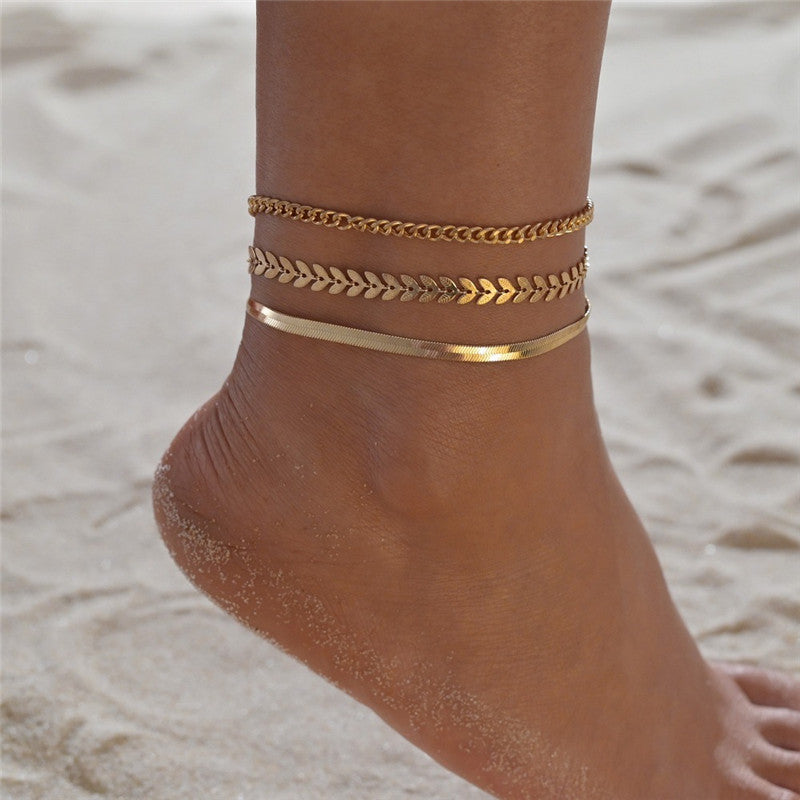 Fashion Gold Color Anklets Set for Women