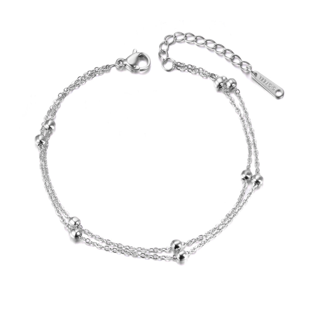 Trendy Double Layer Handmade Beads Anklet For Women
