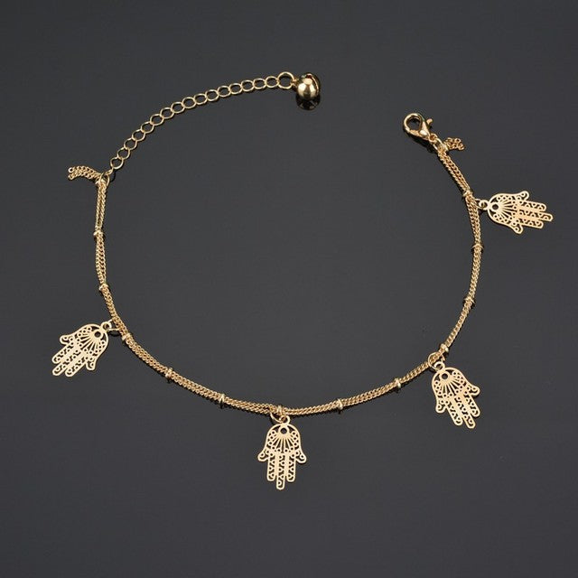 fashion gold Buddha hamsa hand ankle bracelet anklets for women