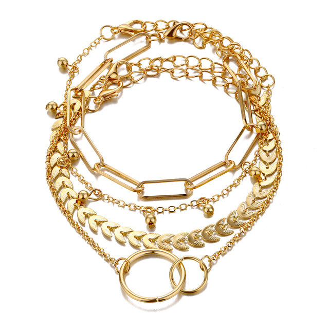 Punk Multilayered Lock Chain Anklet For Women