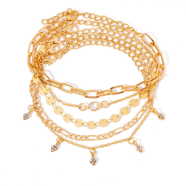 Punk Multilayered Lock Chain Anklet For Women
