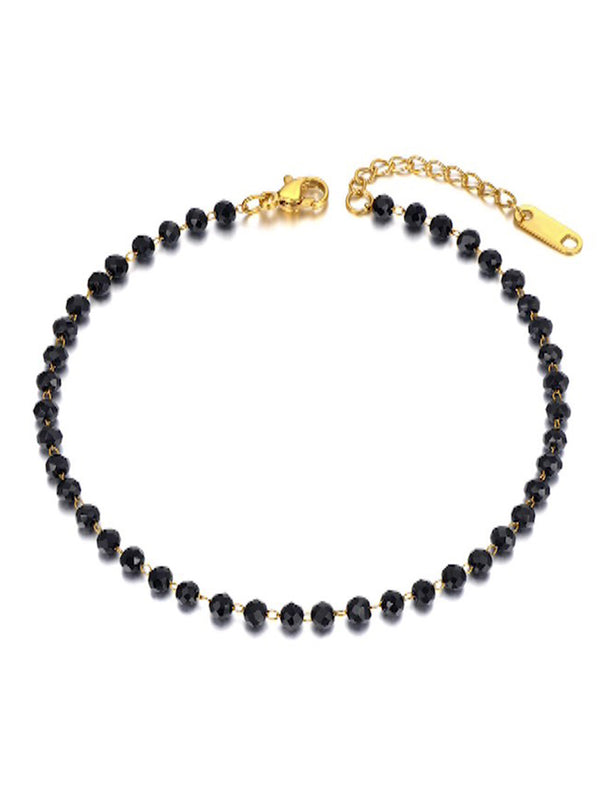Tobilleras con dije de cristal CZ negro de moda para mujer