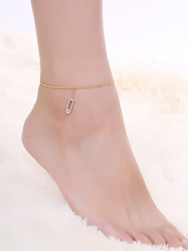 Tobillera clásica de moda para mujer, color sólido, diseño simple y hueco.