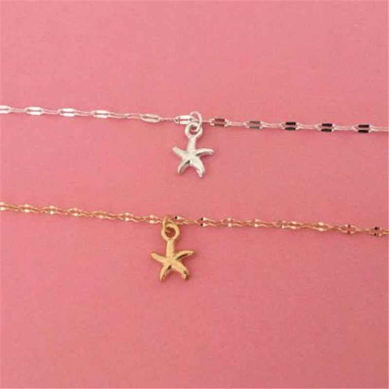 Trendy Summer Gold Color Starfish Chain Anklet For Woman