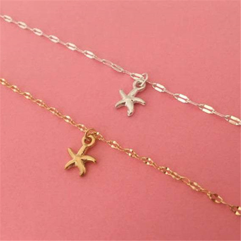 Trendy Summer Gold Color Starfish Chain Anklet For Woman