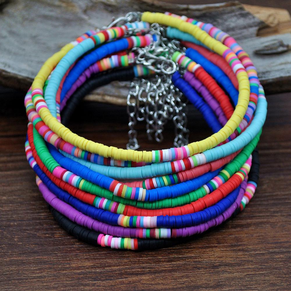 Summer Multicolor Acrylic Beaded Anklet