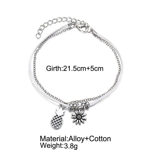 Fashion Anklets Set For Women Shell Moon Star Sun on Leg Chain