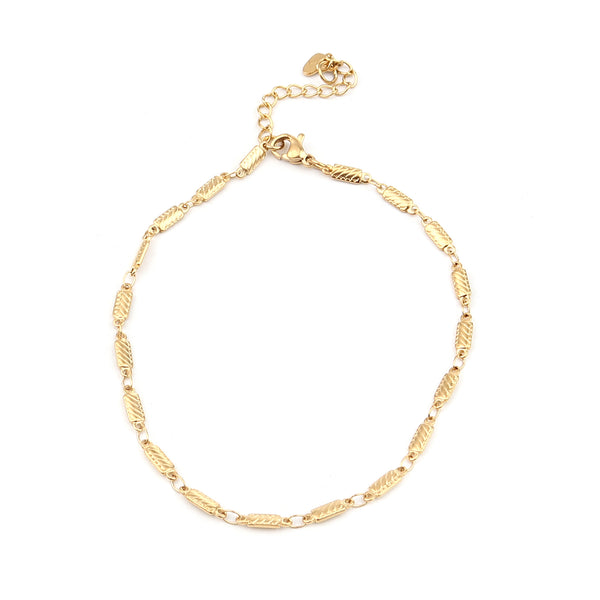 Tobillera de acero inoxidable 304 con forma de corazón rectangular y brillo dorado para mujer