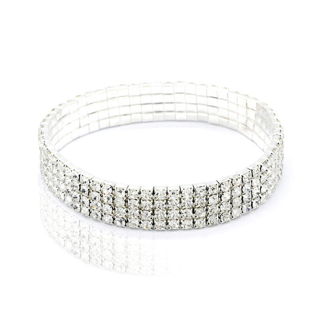 Sexy Woman Diamond Multilayer Elastic Crystal Silver Ankle Chain