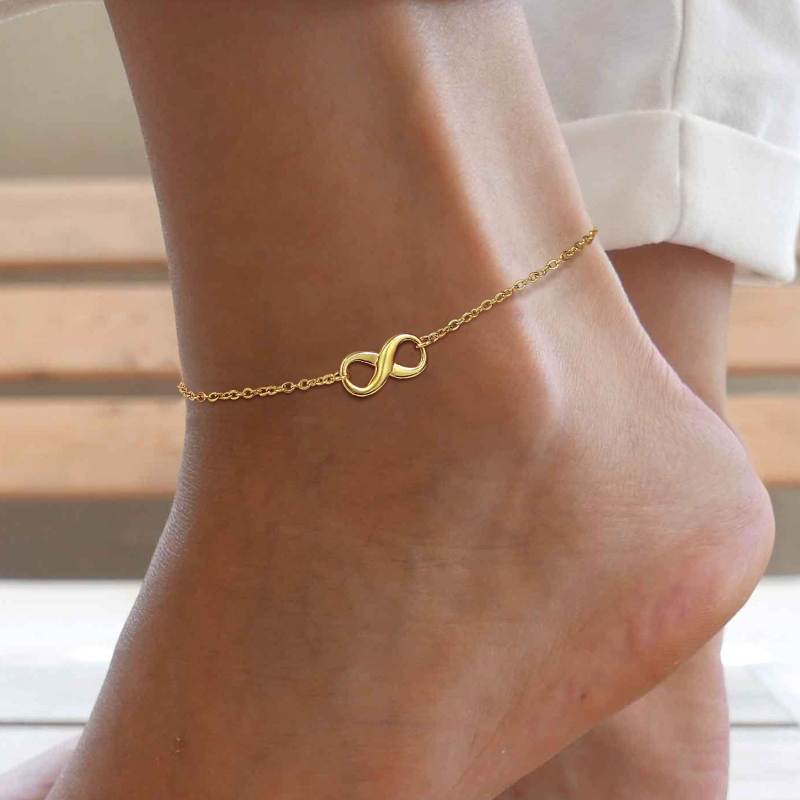 Beach Infinity Anklet Bracelet Stainless Steel Boho Foot Chain