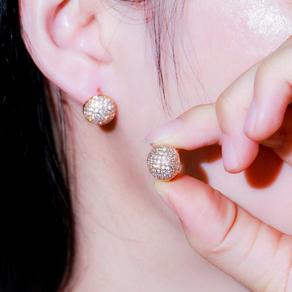 Luxury Design Party Jewelry 585 Gold Color Round Huggie Stud Earring