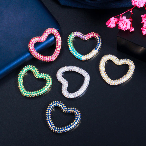 Hanging Hollow Love Heart Shape Gold Color Hoop Earrings
