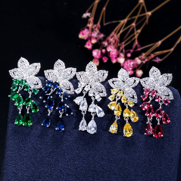 Trendy AAA+ Water Cut Drop Necklace and Earrings  Jewelry Sets