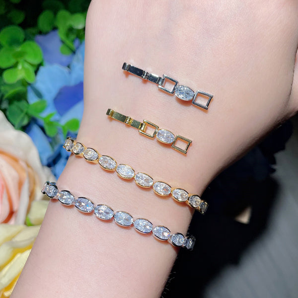 Round Link Shiny Cubic Zirconia Charm Bracelets and Bangles