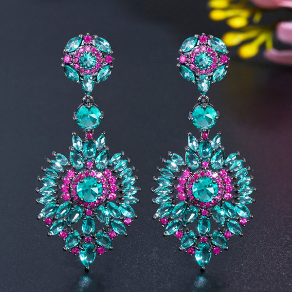Light Blue CZ Crystal Aesthetic Long Water Drop Dangle Earrings