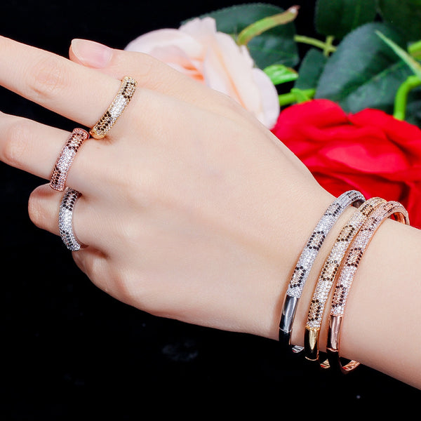 Trendy Big Snake Shape Rose and Yellow Gold Silver Color Fashion Finger Rings