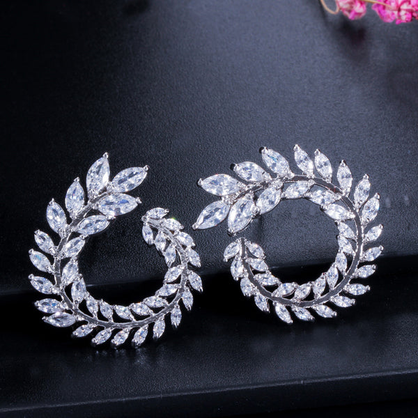 Luxury Bridal Wedding Big Ear Marquise And Oval Shape Cute Stud Earrings