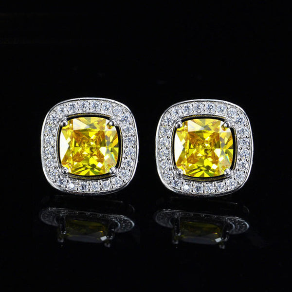 Trendy Big Square Cut Light Blue Austrian Crystal Women Earrings