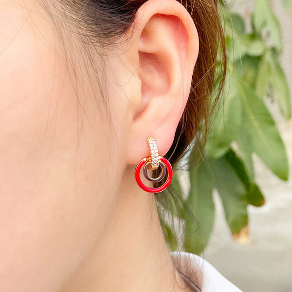 Creative Enamel Charm CZ Zircon Dangle Drop Earrings