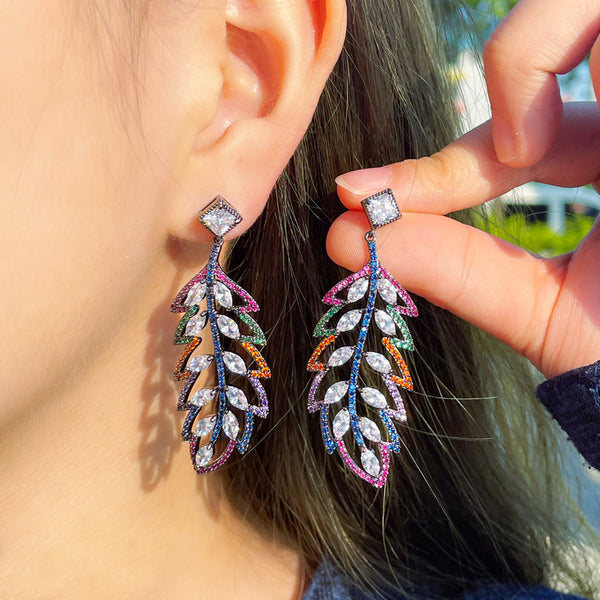 Pretty Multicolor Cubic Zirconia Gun  Party Dangle Earring