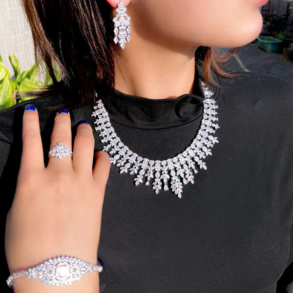 Exquisitos conjuntos de joyas de boda para mujer de 4 piezas
