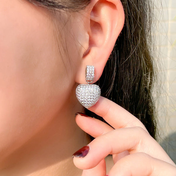 Pendientes colgantes con forma de corazón de gran amor para mujer