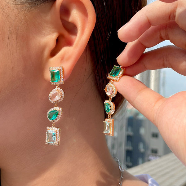 Gold Long Geometry Shape Dangle Earrings for Female Jewelry