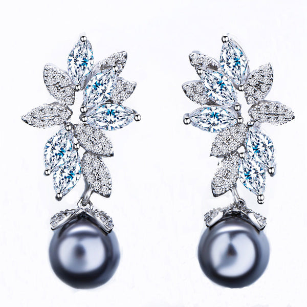 Pendientes largos colgantes con circonitas brillantes para mujer, elegantes pendientes de fiesta