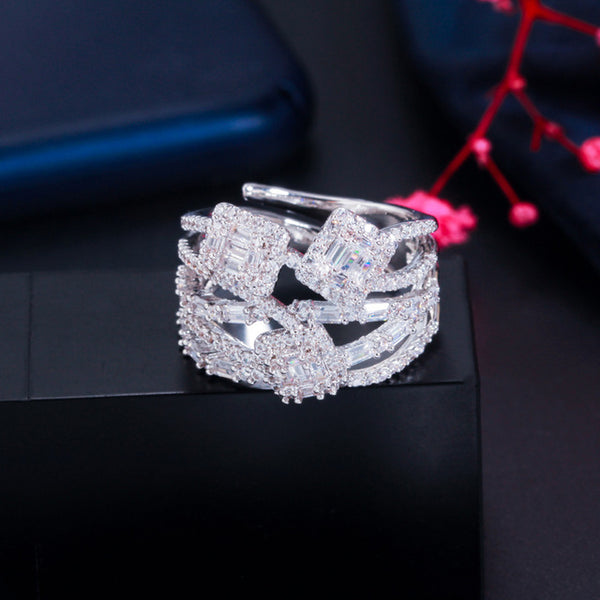 Anillos de boda con circonita cúbica tallada para damas, anillos de cóctel de moda