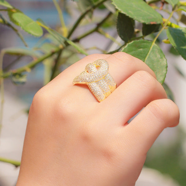 Anillos de boda ajustables de oro amarillo con micro circonitas cúbicas