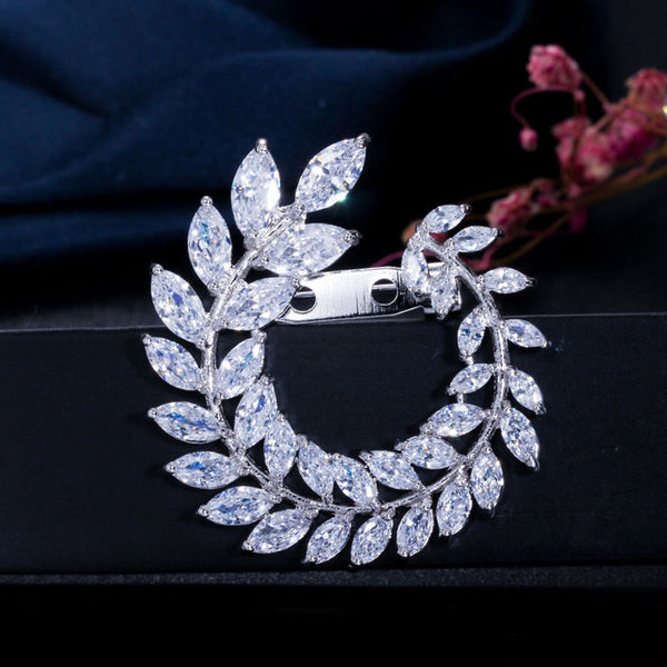 Lover Pendant Big Marquise Leaf Shape Cubic Zirconia Brooches