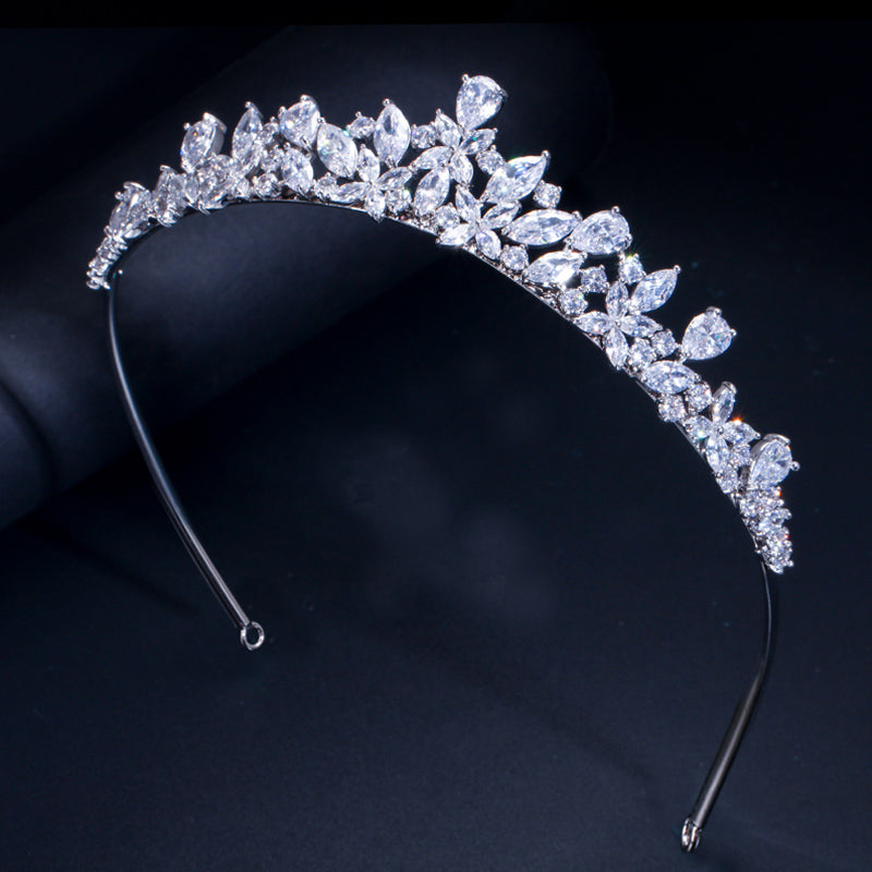 Sparkling White Cubic Zirconia Wedding Party Beauty Queen Tiaras and Crowns