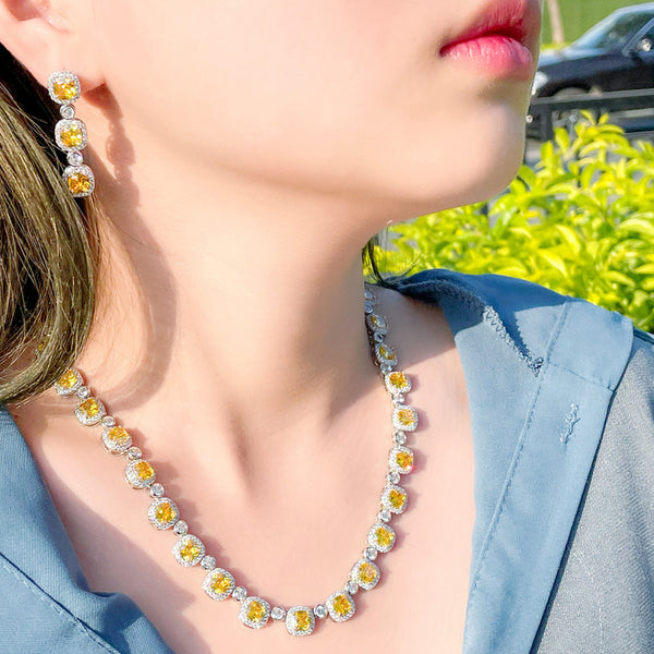 Cut Crystal Earrings Choker Necklace Sets