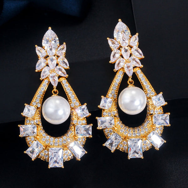 Big Drop Long Pearl Dangling Luxury Earrings Jewelry