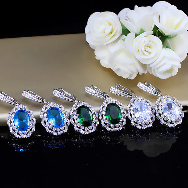 6 Color Cubic Zirconia Drop Earring For Women