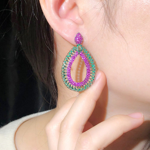 Big Long Water Drop Wedding Costume Party Earrings