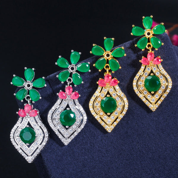 Pendientes largos con flores grandes para mujer nigeriana vintage para fiesta