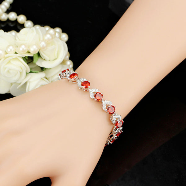 Pulseras de tenis con cadena de eslabones de flores y circonitas cúbicas talladas