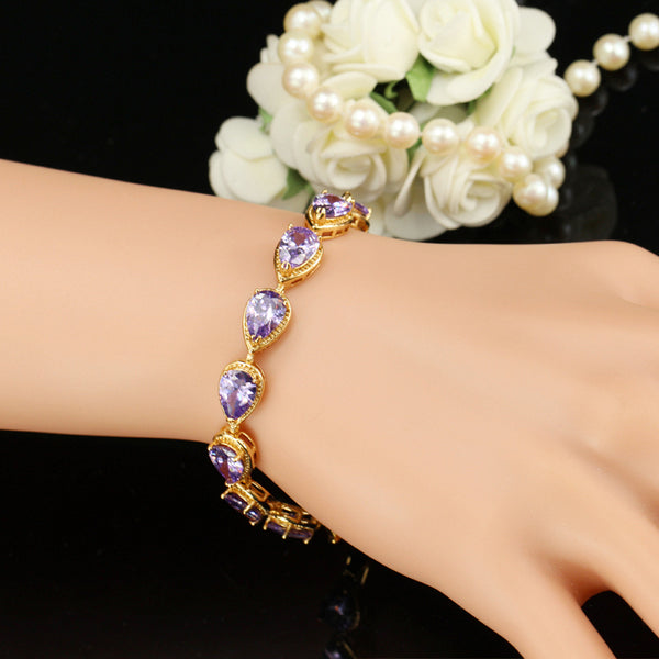 Pulseras de eslabones de cadena con gotas de agua grandes de oro para mujer, bisutería