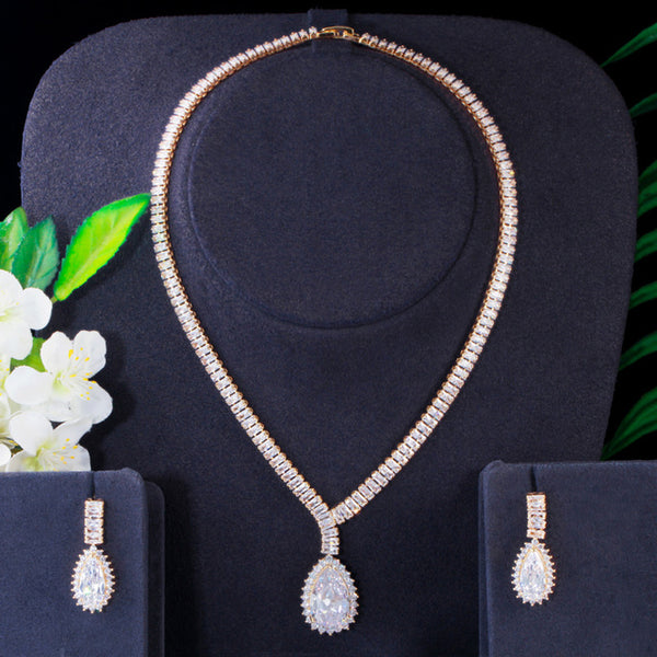 Conjuntos de joyas de boda con collar y pendientes de oro indio